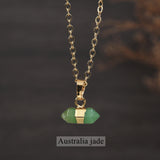 16" Gold Plated Birthstone Natural Stones Necklace, Small Hexagon Point Healing Crystal Gemstone Jewelry G2089-N
