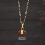 16" Gold Plated Birthstone Natural Stones Necklace, Small Hexagon Point Healing Crystal Gemstone Jewelry G2089-N