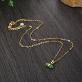 16" Gold Plated Birthstone Natural Stones Necklace, Small Hexagon Point Healing Crystal Gemstone Jewelry G2089-N