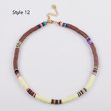 13" Bohemian Rainbow 6mm Heishi Bead Choker Necklace, Handmade Boho Jewelry HD0089