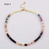 13" Bohemian Rainbow 6mm Heishi Bead Choker Necklace, Handmade Boho Jewelry HD0089
