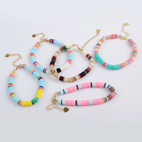 Bohemian Rainbow 6mm Heishi Bead Bracelet, Handmade Boho Jewelry HD0090