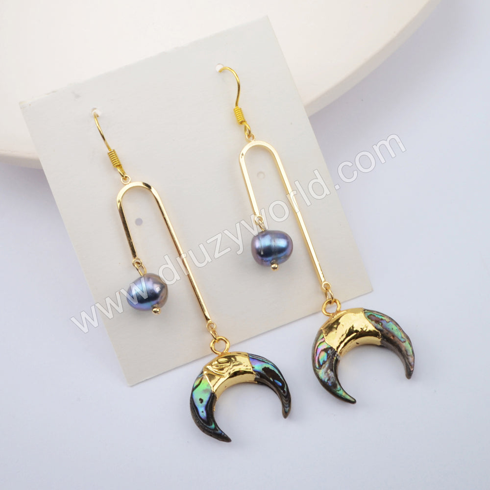 Abalone Shell Natural Pearl Earrings Fashion Gold Earrings Gold Plated HD0199