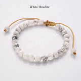 6mm Natural Labradorite Beaded Adjustable Bracelet, Gemstone Jewelry Bracelet HD0384