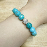10mm Blue Howlite Turquoise Beads & Disco Bead Stretch Bracelet, Handmade Boho Jewelry AL671