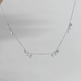 18" Dainty S925 Sterling Silver Multi Zircon Drops Necklace, Small CZ Charms Necklace, Fashion Jewelry AL1205