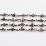16 feet of Gold Plated Brass Larvikite Roundel Faceted Beads Rosary Chain, Making Jewelry Finding JT207