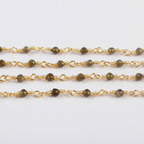 16 Feet of Natural Golden Obsidian Faceted Beads Rosary Chains In Gold Plated, DIY Chain Jewelry Finding JT240