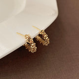 Personality Gold Plated Chips Hoop Earrings, 925 Silver Post, Fashion Jewelry AL658