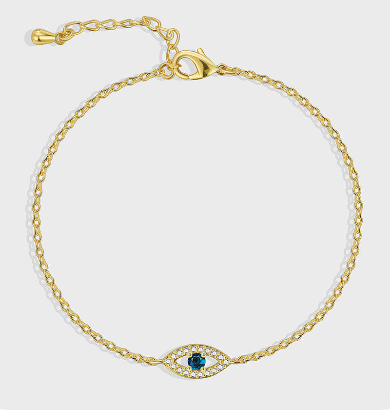 Gold Plated Brass Bule Zirconia Evil Eye Bracelet CZ Micro Pave Boho Jewerly AL776