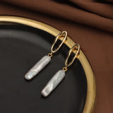 Baroque Bar Natural Fresh Pearl Earrings Irregular Hoop 925 Silver Post Pearl Earrings Jewelry AL884