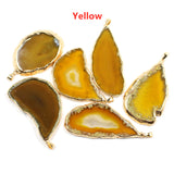 Gold Electroplated Onyx Agate Pendants, Gemstone Drusy Slice Pendant Bead G0092
