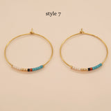 New Bohemian Rainbow Miyuki Beads Hoop Earrings, Handmade Boho Jewelry AL651