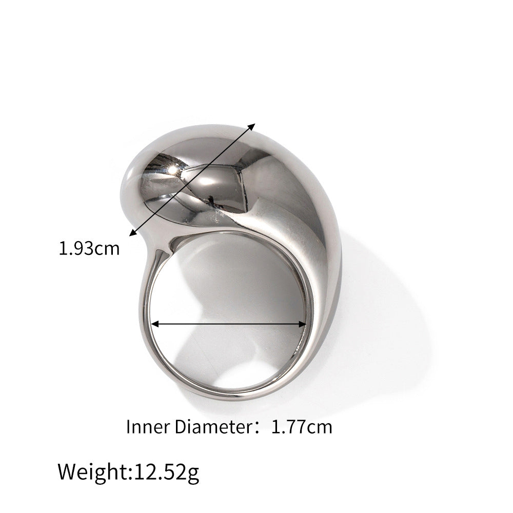 18K Gold Big Egg Ring, Titanium Stainless Steel Teardrop Ring, Boho Jewelry AL667