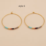 New Bohemian Rainbow Miyuki Beads Hoop Earrings, Handmade Boho Jewelry AL651