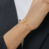 Gold Plated Star Moon Cuff Bracelet, Raw Amethyst Quartz, Adjustable Open Bracelet, Fashion Gemstone Jewelry AL727