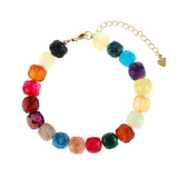 Bohemian Rainbow Agate Faceted Beads Bracelet, Handmade Boho Jewelry AL736