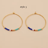 New Bohemian Rainbow Miyuki Beads Hoop Earrings, Handmade Boho Jewelry AL651