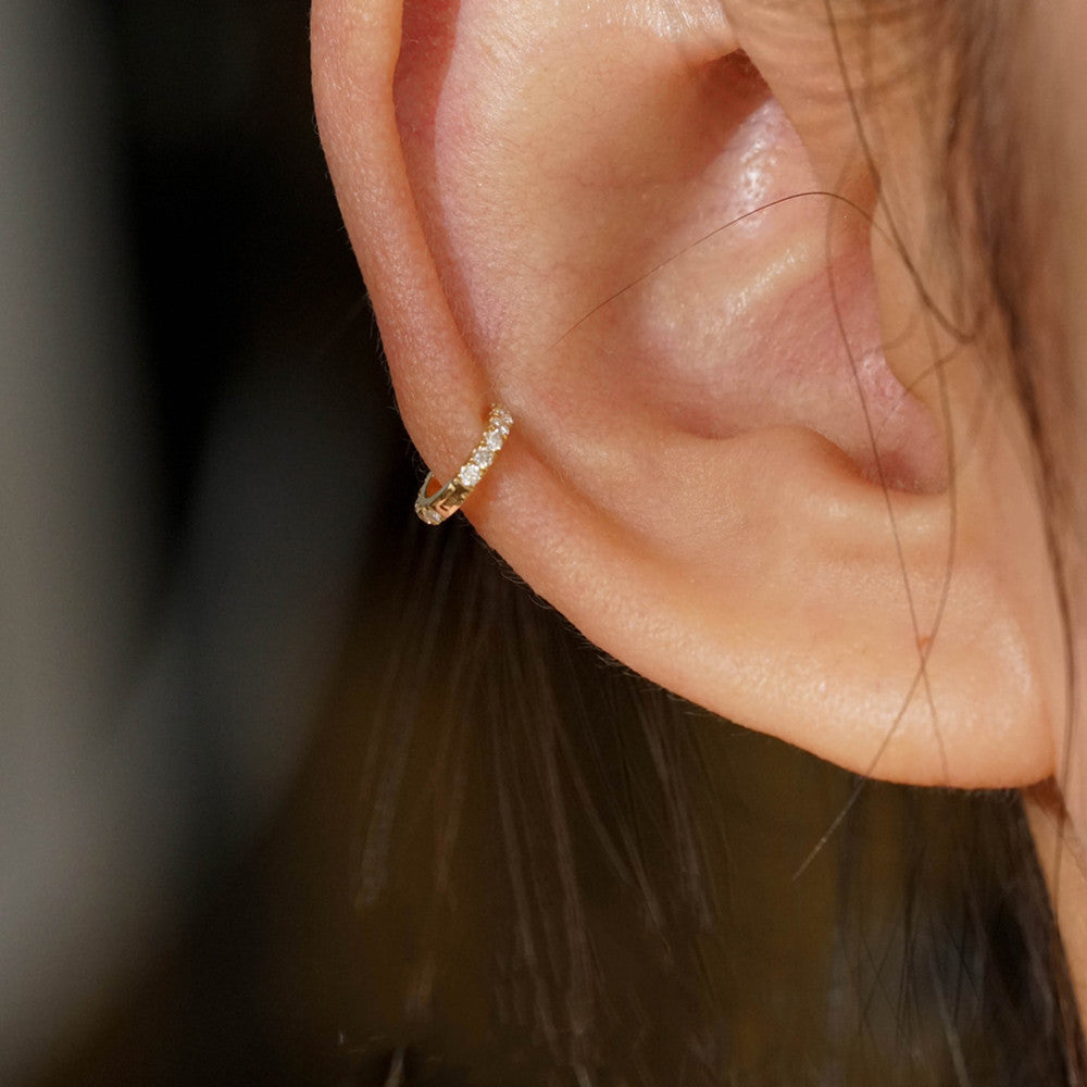 925 Sterling Silver Zircon Hoop Earrings, 7mm Small Cartilage Hoop Earrings, Fashion Jewelry AL861