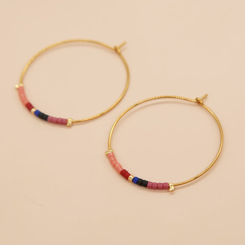 New Bohemian Rainbow Miyuki Beads Hoop Earrings, Handmade Boho Jewelry AL651