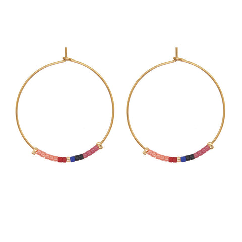New Bohemian Rainbow Miyuki Beads Hoop Earrings, Handmade Boho Jewelry AL651