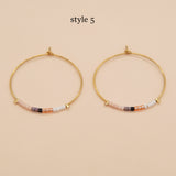 New Bohemian Rainbow Miyuki Beads Hoop Earrings, Handmade Boho Jewelry AL651