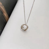 925 Sterling Silver Plated Gold Round Pendant Necklace, Simple Fashion Circle Necklace AL480