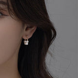 Baroque Fresh Water Pearl Hoop Earrings, S925 Silver Post, Boho Jewelry AL726