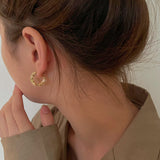 Personality Gold Plated Chips Hoop Earrings, 925 Silver Post, Fashion Jewelry AL658