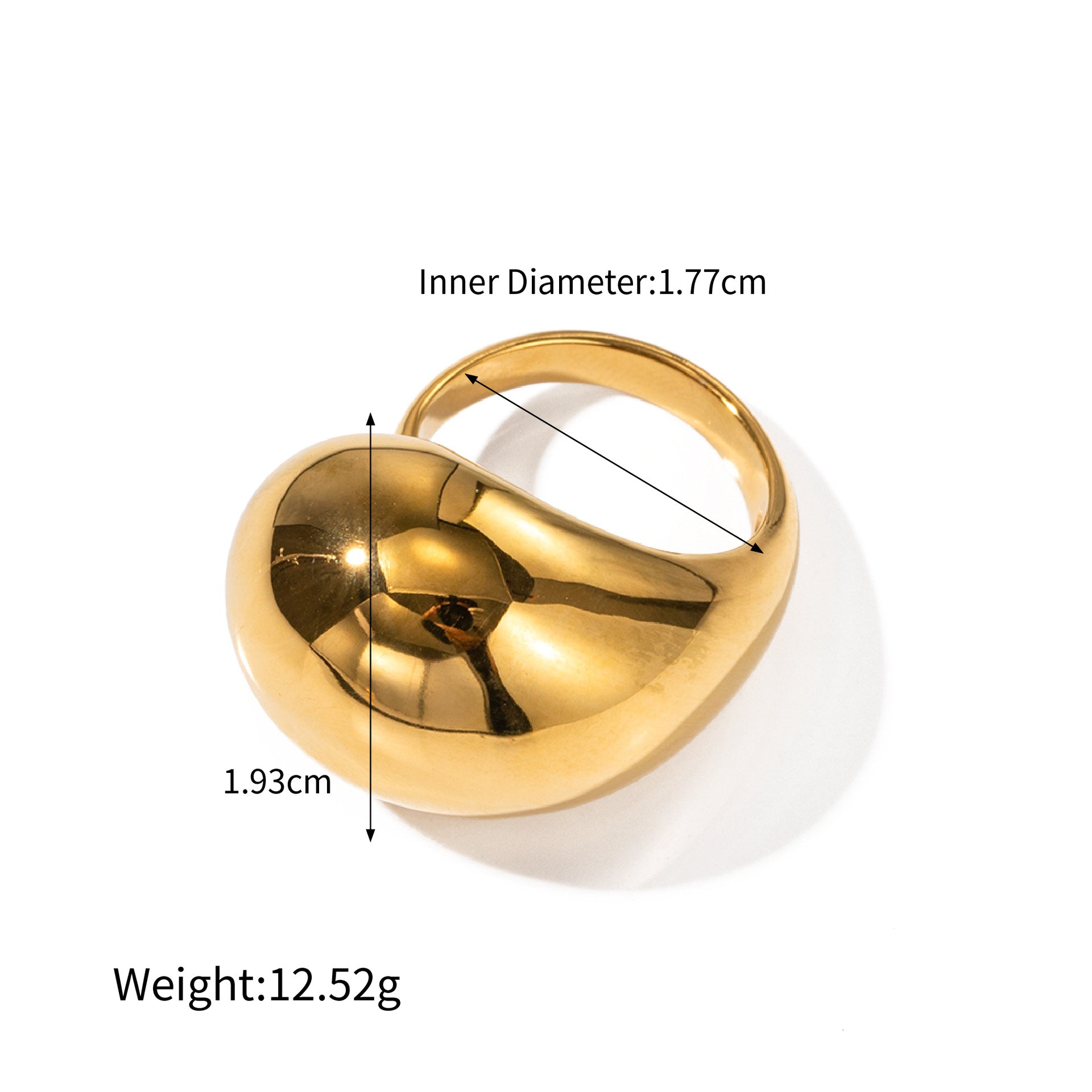 18K Gold Big Egg Ring, Titanium Stainless Steel Teardrop Ring, Boho Jewelry AL667