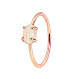 Wholesale Gold Plated Brass Four-Claw Oval White Opal Ring AL585