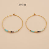New Bohemian Rainbow Miyuki Beads Hoop Earrings, Handmade Boho Jewelry AL651