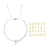 Boho Gold Letter Amazonite Stone & Miyuki Beads Adjustable Bracelet Skinny Handmade Jewelry For Women AL817