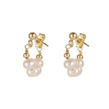 Baroque Fresh Water Pearl Hoop Earrings, S925 Silver Post, Boho Jewelry AL726