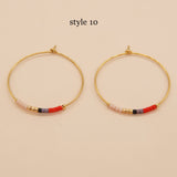 New Bohemian Rainbow Miyuki Beads Hoop Earrings, Handmade Boho Jewelry AL651