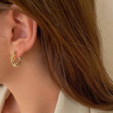 Personality Gold Plated Chips Hoop Earrings, 925 Silver Post, Fashion Jewelry AL658