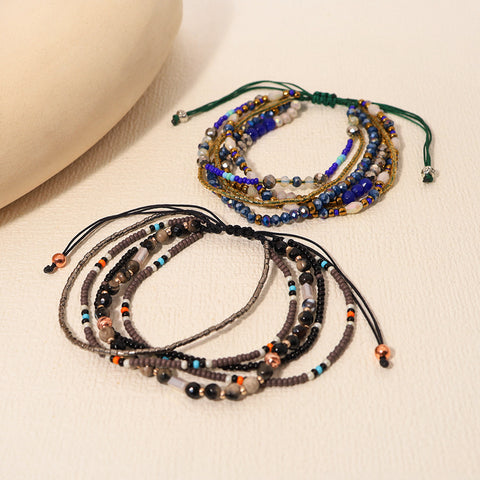 Bohemian Layers Rainbow Natural Stones & Miyuki Beads Bracelet, Handmade Boho Jewelry AL637