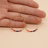 New Bohemian Rainbow Miyuki Beads Hoop Earrings, Handmade Boho Jewelry AL651
