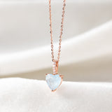 15.5" Dainty CZ Moonstone Crystal Heart Necklace, Gemstone Birthstone 925 Sterling Silver Jewelry Necklace For Women SS255