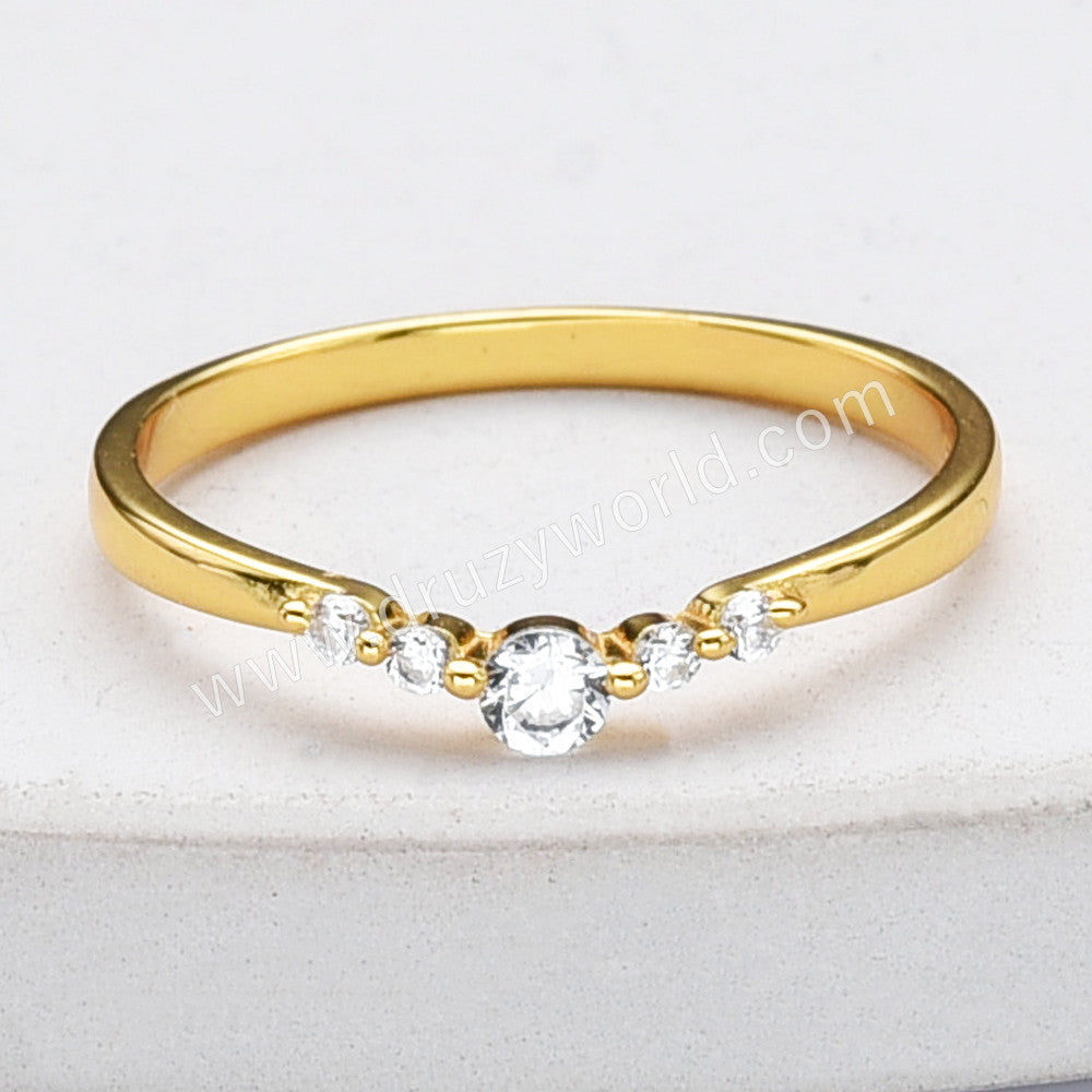 S925 Sterling Silver Zircon Ring, 18k Gold Plated CZ Ring, Fashion Jewelry Ring For Women SS298RG