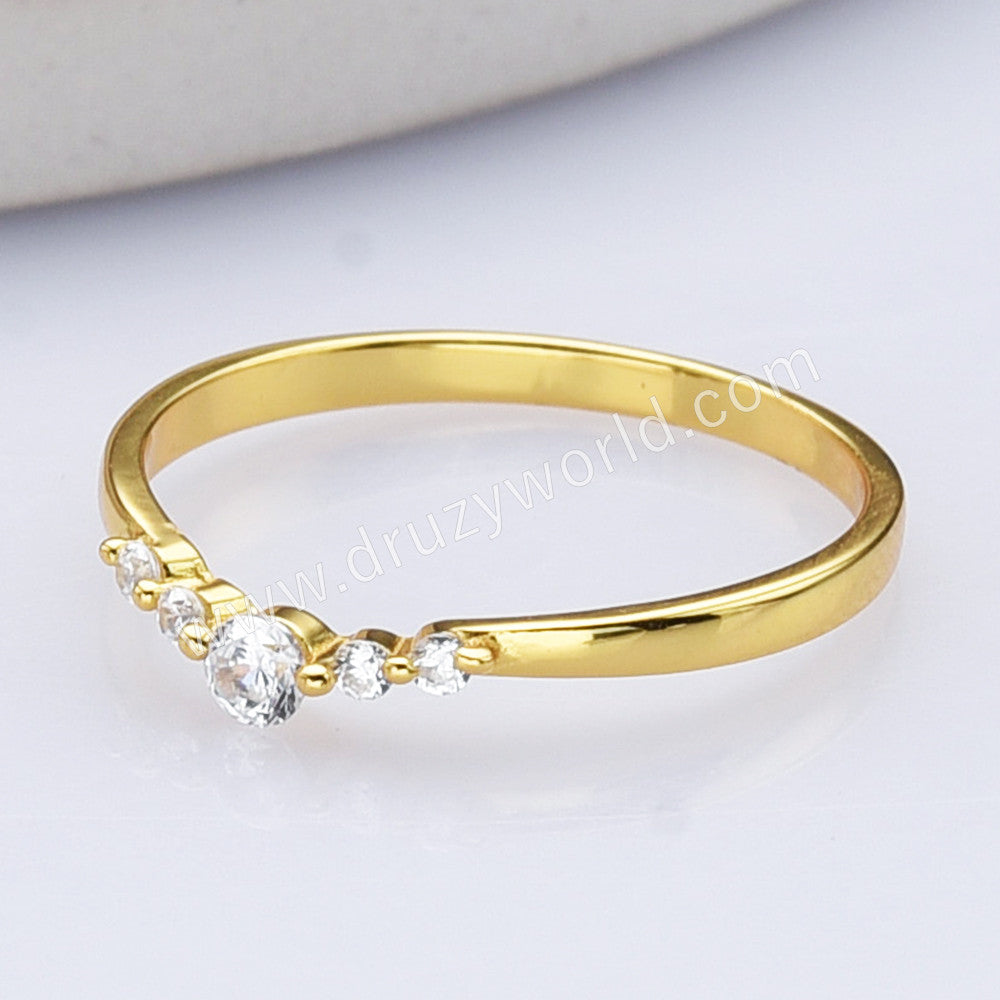 S925 Sterling Silver Gold Zircon Crown Ring, Fashion CZ Jewelry SS298