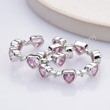 925 Sterling Silver Heart Pink CZ Ring Zircon Ring, Fashion Jewelry For Women SS311