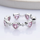 925 Sterling Silver Heart Pink CZ Ring Zircon Ring, Fashion Jewelry For Women SS311