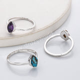 S925 Sterling Silver Marquise Natural Gemstone Ring, Crystal Birthstone Jewelry Ring For Women SS312