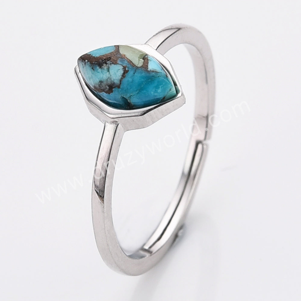 copper turquoise 925 sterling silver ring