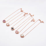 Rose Gold Claw Round Black Agate Bracelet Zircon Bracelet, Faceted Moonstone Gemstone Jewelry Bracelet SS327