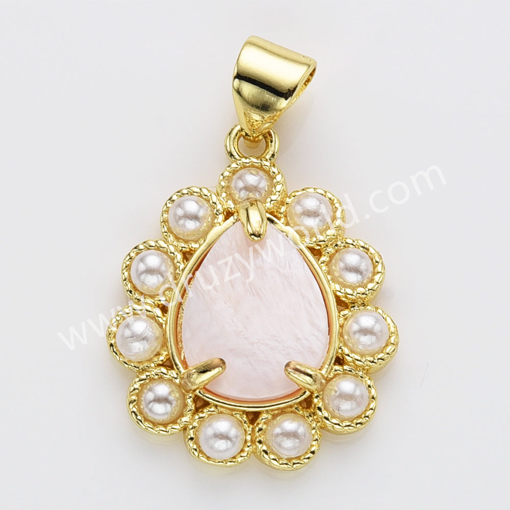 Gold Plated Claw Teardrop Natural Stone Pearl Pendant Bead, For Jewelry Making WX2259