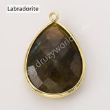 Big Teardrop Colorful Gemstone Faceted Charms, Gold Plated Natural Stone DIY Jewelry Pendant WX2267