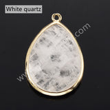 Gold Plated Multi Natural Stones Drop Charm Pendants, Gemstone DIY Jewelry Pendant WX2268