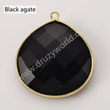 Gold Plated Teardrop Multi Stones Charms, Natural Crystal Gemstone DIY Jewelry Pendant WX2271